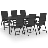 7 Piece Garden Dining Set Black - Front View