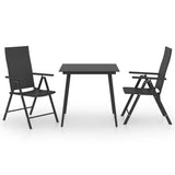 3 Piece Garden Dining Set Black - Front View