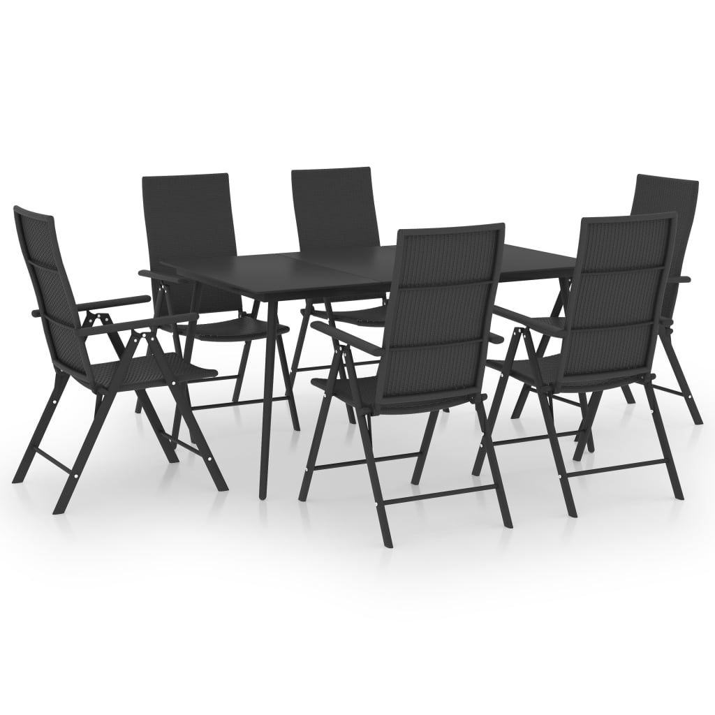 7 Piece Garden Dining Set Black