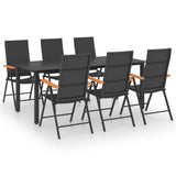 7 Piece Garden Dining Set Black and Brown - Front View
