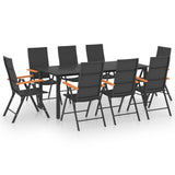 9 Piece Garden Dining Set Black and Brown - Front View
