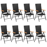 9 Piece Garden Dining Set Black and Brown - Side View