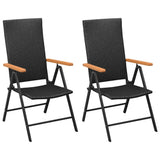3 Piece Garden Dining Set Black and Brown - Side View