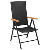 5 Piece Garden Dining Set Black and Brown - Top-Down View