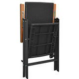 5 Piece Garden Dining Set Black and Brown - Close-Up Angle