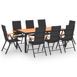 9 Piece Garden Dining Set Black and Brown - Front View