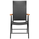 7 Piece Garden Dining Set Black and Brown - 45-Degree Angle