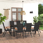 9 Piece Garden Dining Set Black and Brown