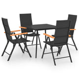5 Piece Garden Dining Set Black and Brown - Front View