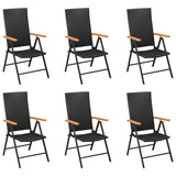 7 Piece Garden Dining Set Black and Brown - Side View