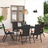 7 Piece Garden Dining Set Black and Brown