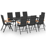 9 Piece Garden Dining Set Black and Brown