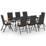 9 Piece Garden Dining Set Black and Brown - Front View