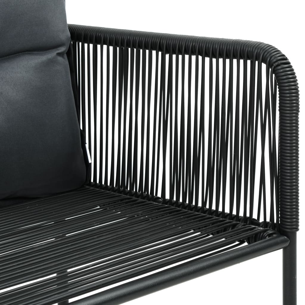 3 Piece Garden Dining Set PVC Rattan Black