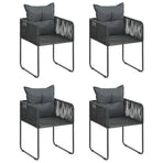 5 Piece Garden Dining Set PVC Rattan Black