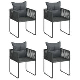 5 Piece Garden Dining Set PVC Rattan Black - Top-Down View