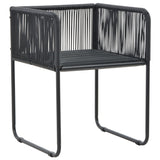5 Piece Garden Dining Set PVC Rattan Black - Rear View