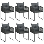 7 Piece Garden Dining Set PVC Rattan Black