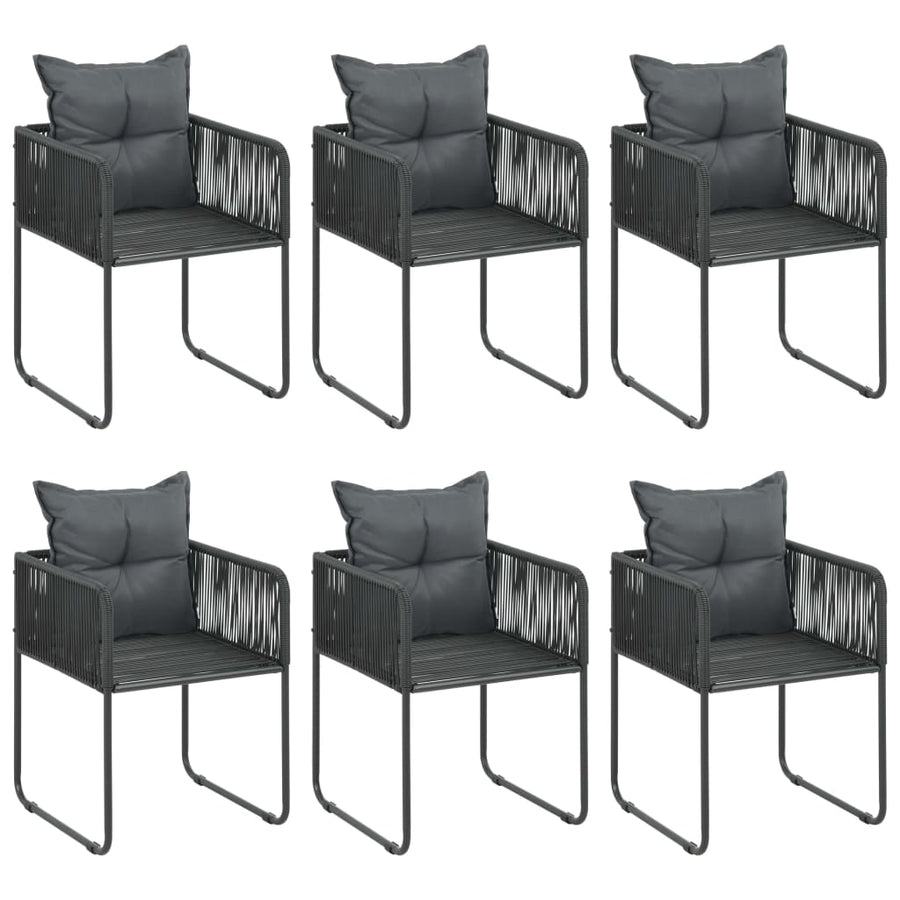 7 Piece Garden Dining Set PVC Rattan Black