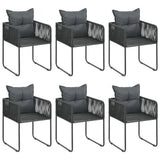 7 Piece Garden Dining Set PVC Rattan Black - Top-Down View