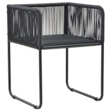 7 Piece Garden Dining Set PVC Rattan Black - Rear View
