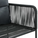 7 Piece Garden Dining Set PVC Rattan Black - Close-Up Angle