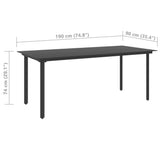 7 Piece Garden Dining Set PVC Rattan Black - Extra Image