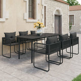 7 Piece Garden Dining Set PVC Rattan Black