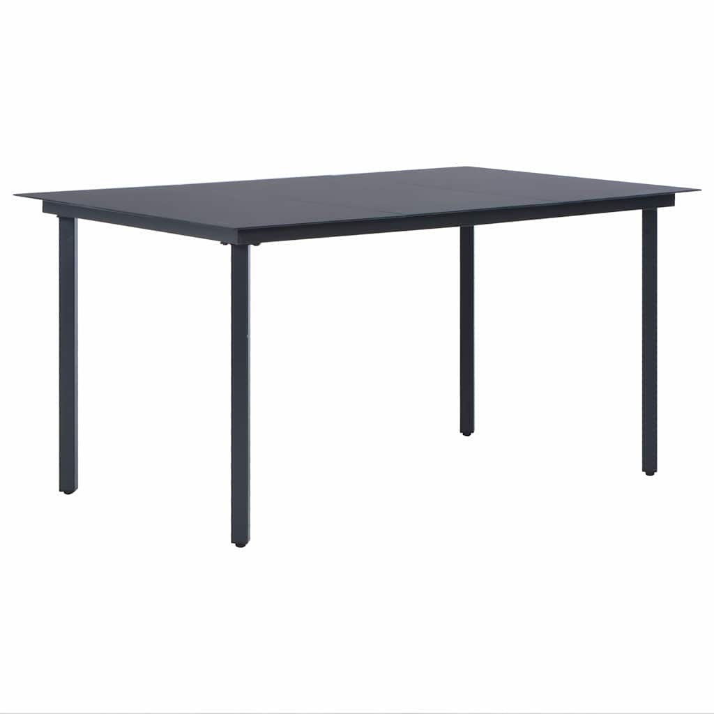 9 Piece Garden Dining Set PVC Rattan Black