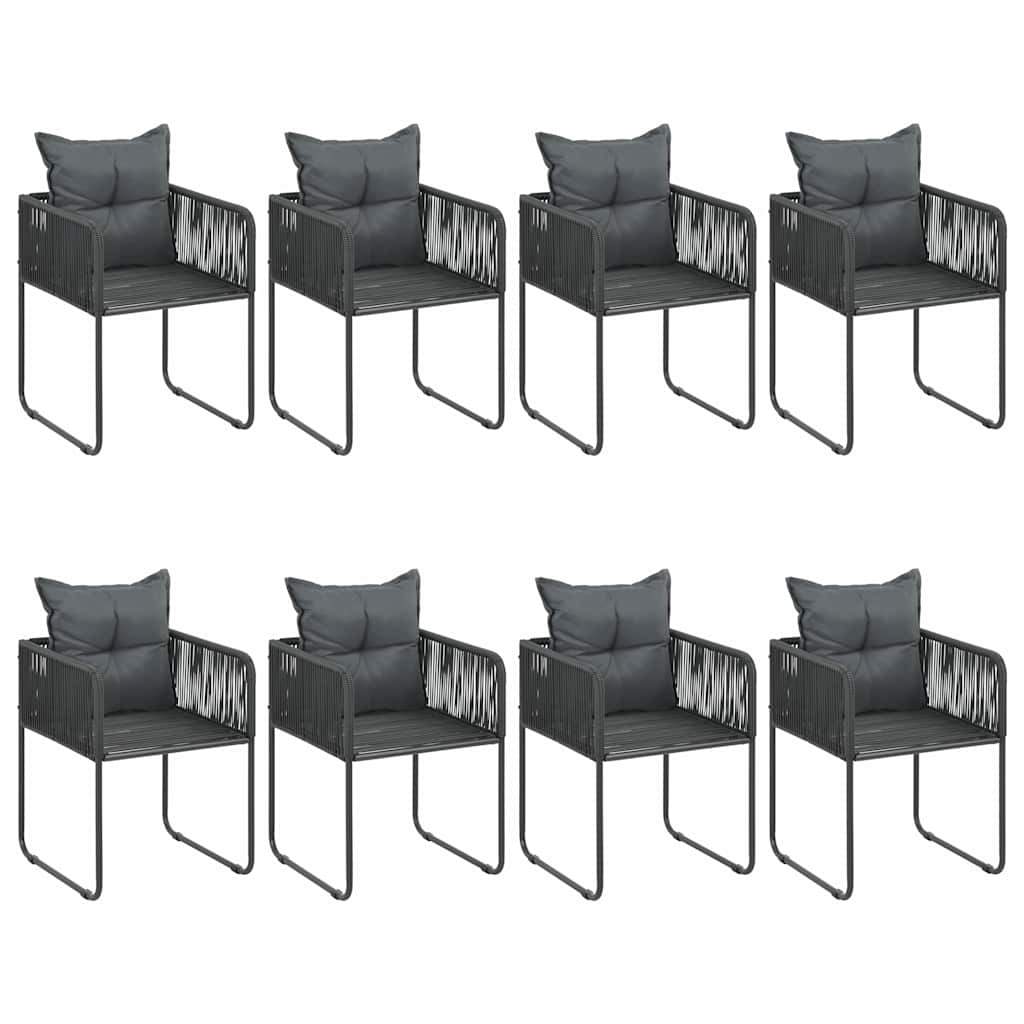9 Piece Garden Dining Set PVC Rattan Black