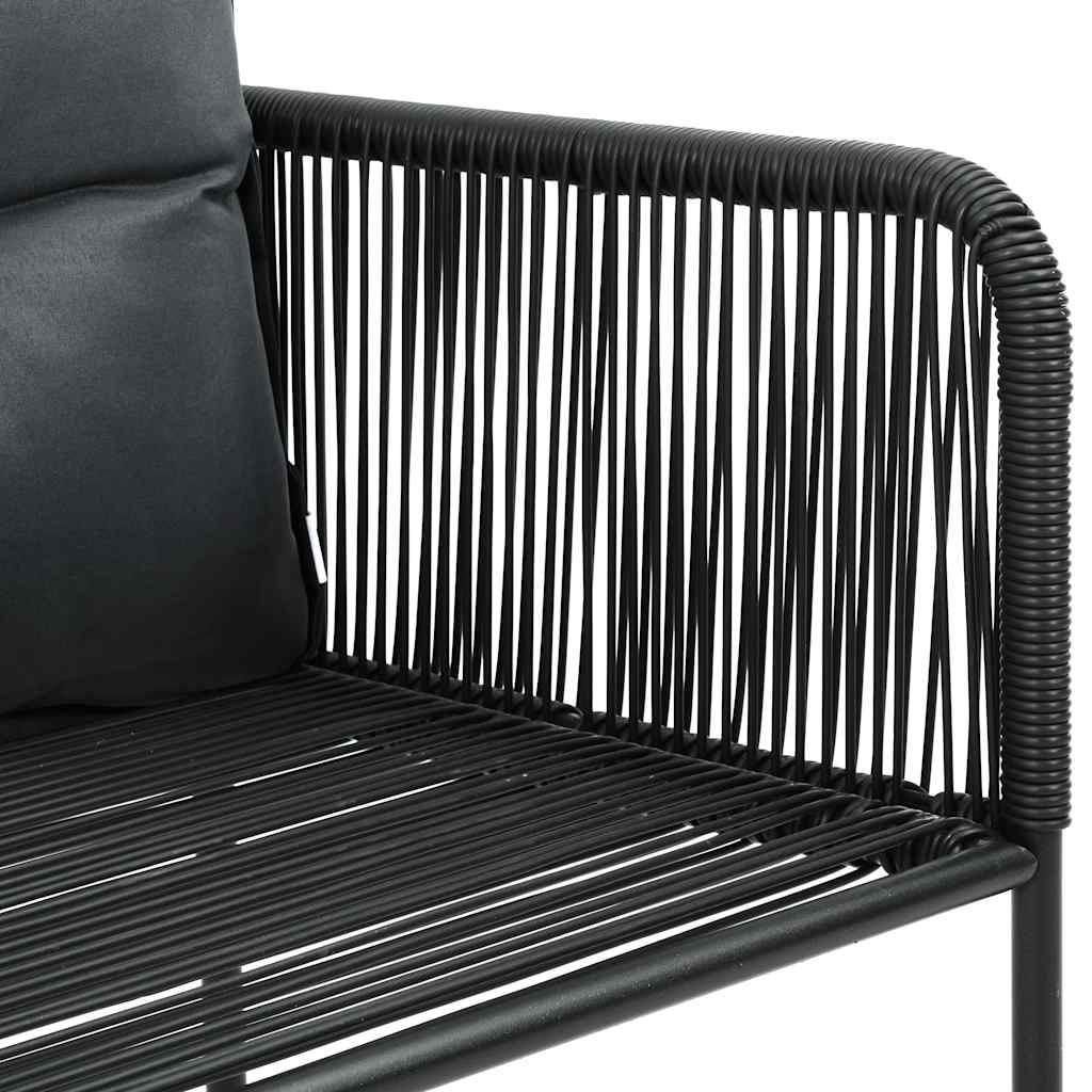 9 Piece Garden Dining Set PVC Rattan Black