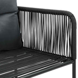 9 Piece Garden Dining Set PVC Rattan Black