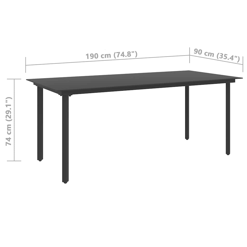 9 Piece Garden Dining Set PVC Rattan Black