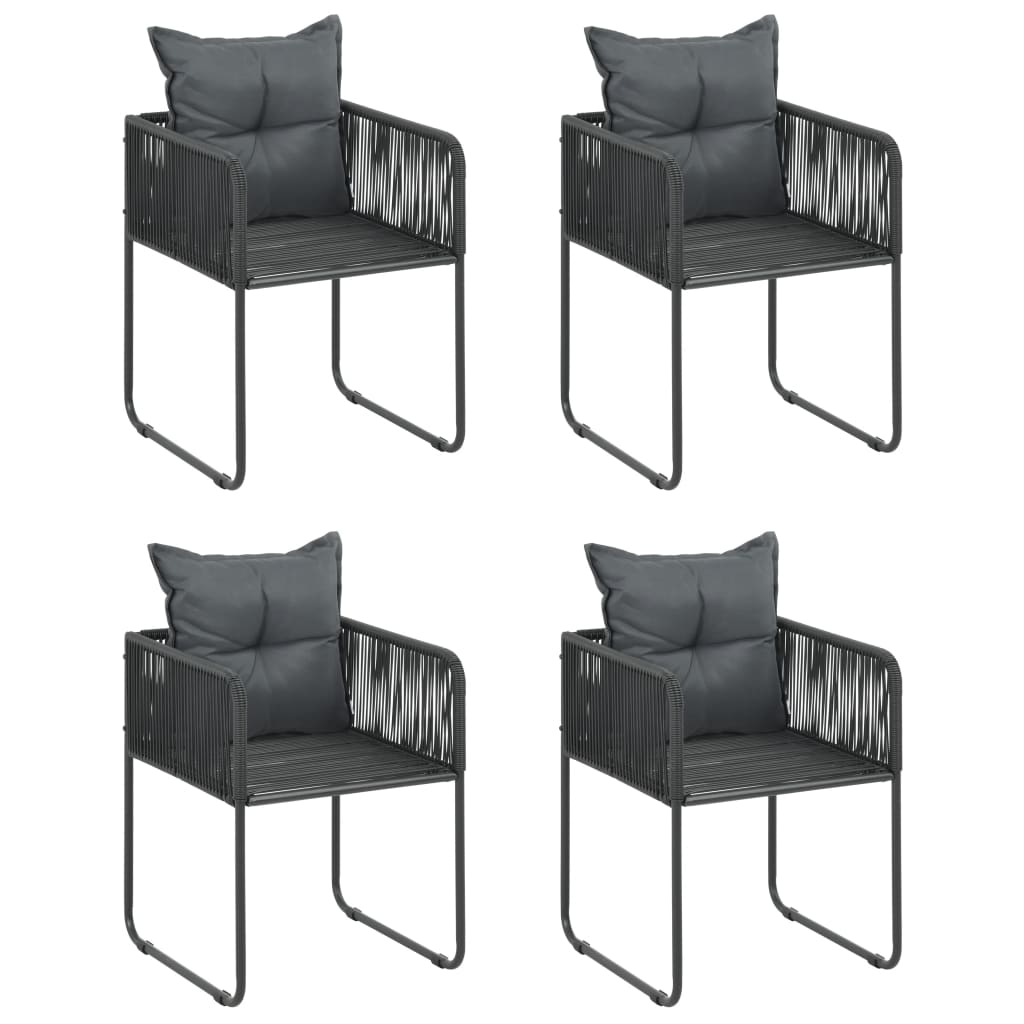 5 Piece Garden Dining Set PVC Rattan Black