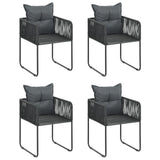 5 Piece Garden Dining Set PVC Rattan Black - Top-Down View