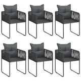 7 Piece Garden Dining Set PVC Rattan Black - Top-Down View