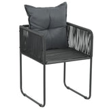 7 Piece Garden Dining Set PVC Rattan Black - 45-Degree Angle