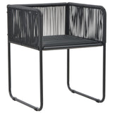 7 Piece Garden Dining Set PVC Rattan Black - Rear View