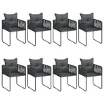 9 Piece Garden Dining Set PVC Rattan Black