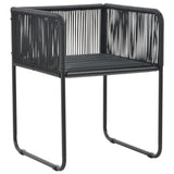 5 Piece Garden Dining Set PVC Rattan Black and Brown - Rear View