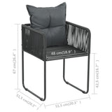5 Piece Garden Dining Set PVC Rattan Black and Brown