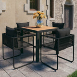 5 Piece Garden Dining Set PVC Rattan Black and Brown