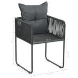 5 Piece Garden Dining Set PVC Rattan Black and Brown