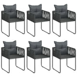 7 Piece Garden Dining Set PVC Rattan Black and Brown - Top-Down View