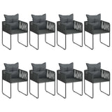 9 Piece Garden Dining Set PVC Rattan Black and Brown - Top-Down View
