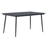 7 Piece Garden Dining Set PVC Rattan Black - Side View