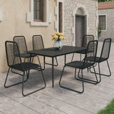 7 Piece Garden Dining Set PVC Rattan Black