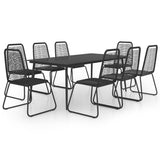 9 Piece Garden Dining Set PVC Rattan Black