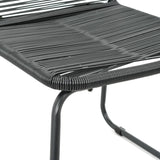 9 Piece Garden Dining Set PVC Rattan Black - Rear View