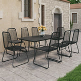 9 Piece Garden Dining Set PVC Rattan Black